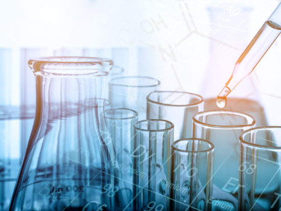 Biotechnology_test tubes with lab glassware