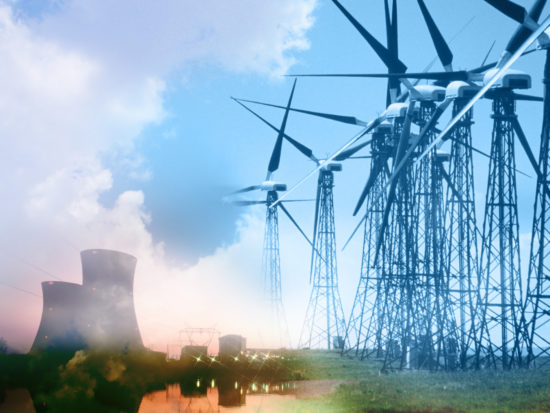 Wind farm and nuclear power plant