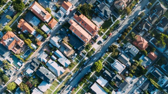 Suburb drone view