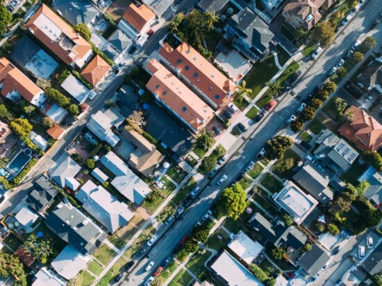 Suburb drone view