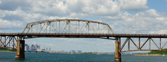 The bridge to Long Island in Boston Harbor in horizontal-Shutterstock_54278458