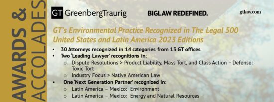 GT’s Environmental Practice Recognized in The Legal 500 United States and Latin America 2023 Editions
