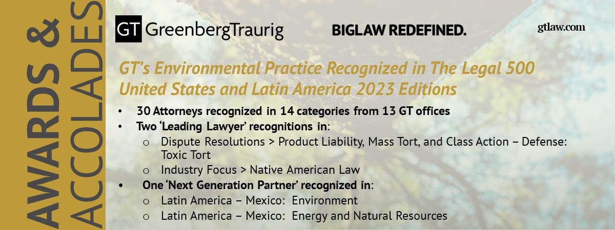 GT’s Environmental Practice Recognized in The Legal 500 United States and Latin America 2023 Editions