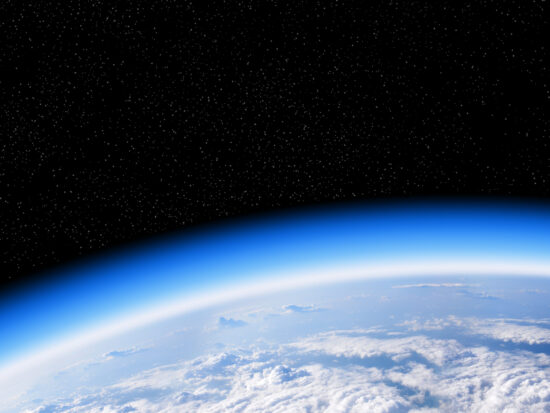 Ozone layer from space view of planet Earth
