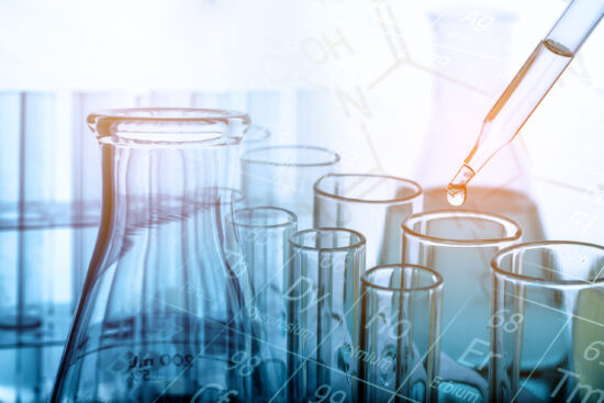Biotechnology_test tubes with lab glassware