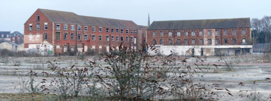 View of Abandoned Wasteland on a Former Industrial Site in a Town Centre