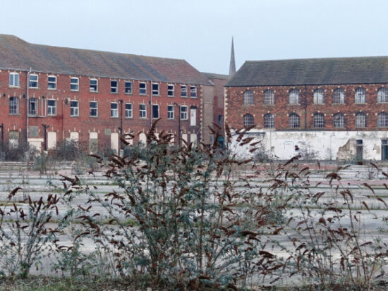 View of Abandoned Wasteland on a Former Industrial Site in a Town Centre