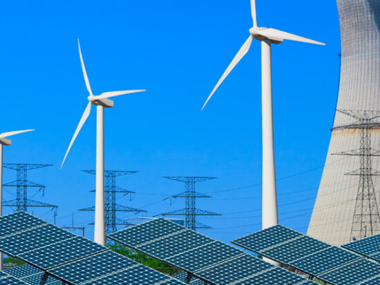 wind turbines; solar panels;