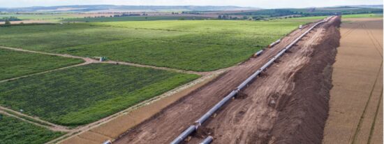 Aerial view of gas and oil pipeline construction