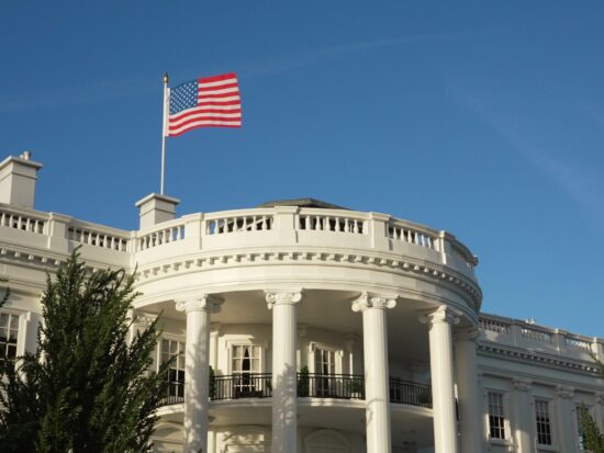 The White House in Washington DC, USA, South front Portico.Workplace of the president of the United States.