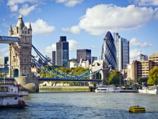 London skyline seen from the River Thames