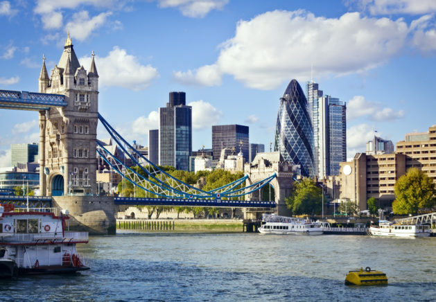 London skyline seen from the River Thames