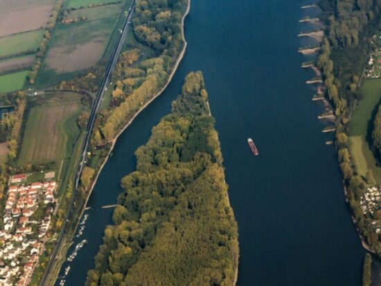 Aerial Ships on River Rhine