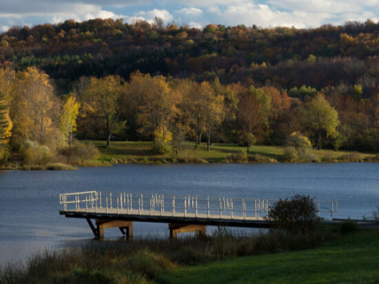 Autumn on a Golden Lake. Destination Lackawanna State Park in Pennsylvania