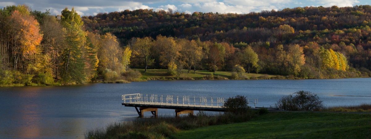 Autumn on a Golden Lake. Destination Lackawanna State Park in Pennsylvania